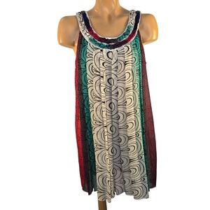 NOWHY‎ Sleeveless Mini Dress Colorful Print Braided Strap Festival A line Medium